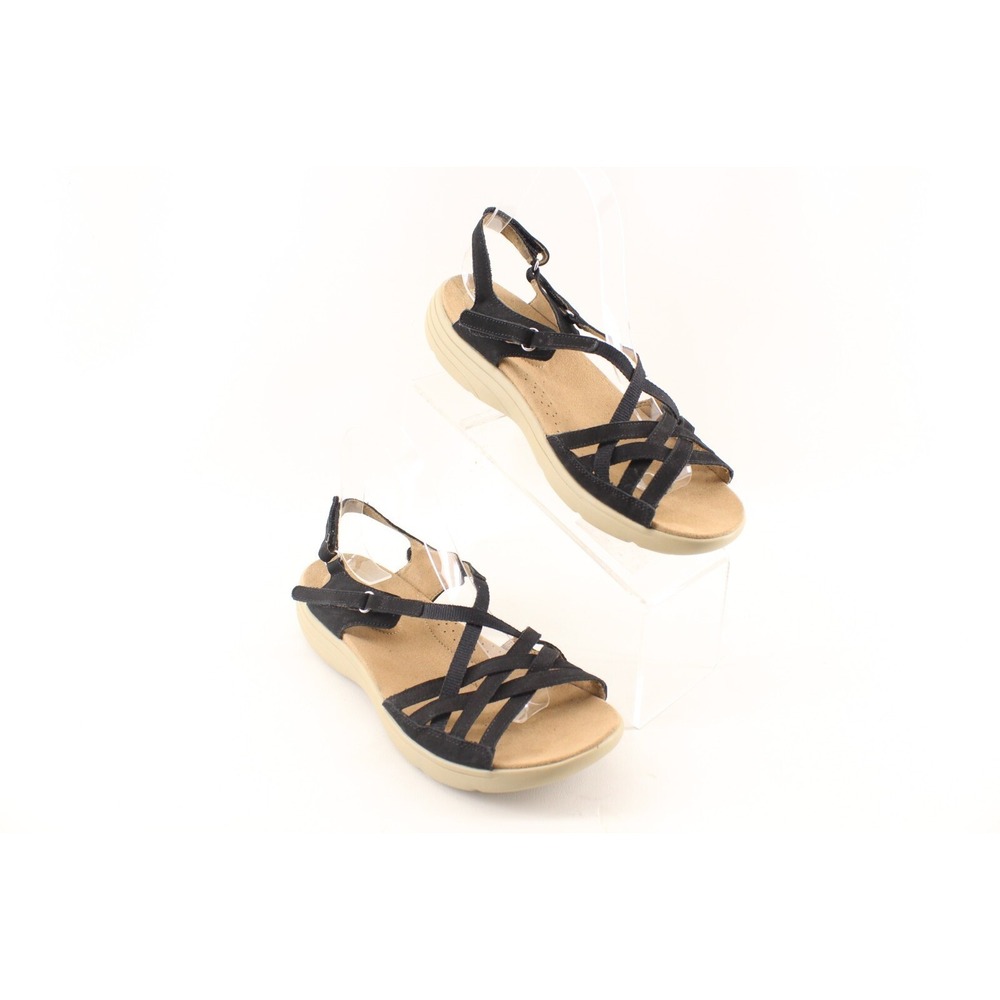 Woman's Hotter Maisie Black Nubuck Sandals UK Comfort Concept Sz 9 US 41 EU